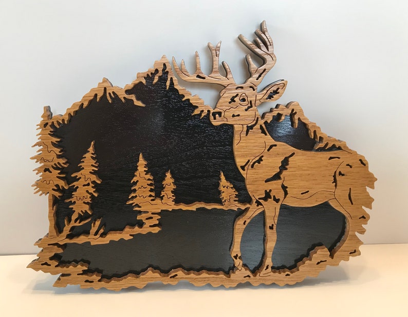 Deer in a Canyon, Scroll Saw, Woodworking, Fretwork, Deer, Home Decor