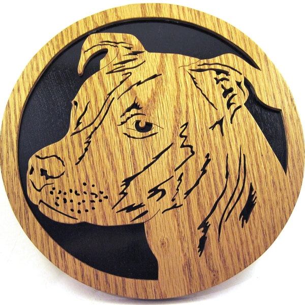 Pit Bull scroll saw cut wall plaque