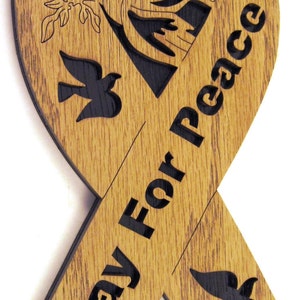 Pray for Peace Ribbon scroll saw cut image 3