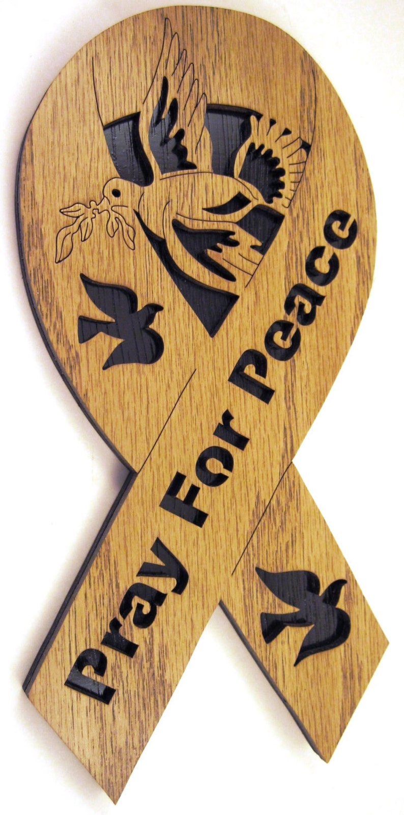 Pray for Peace Ribbon scroll saw cut image 3