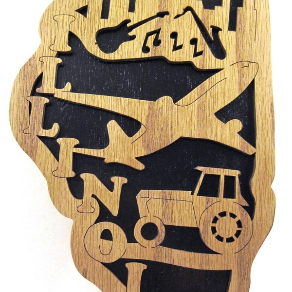 State of Illinois scroll saw cut