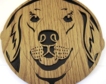 Golden Retriever dog wall plaque scroll saw cut