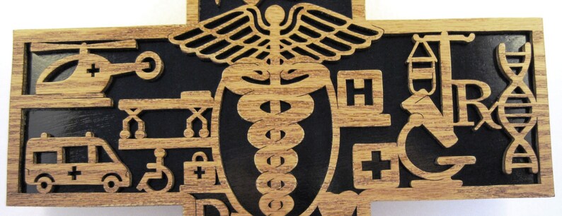 Healthcare scroll saw cut wall plaque image 1