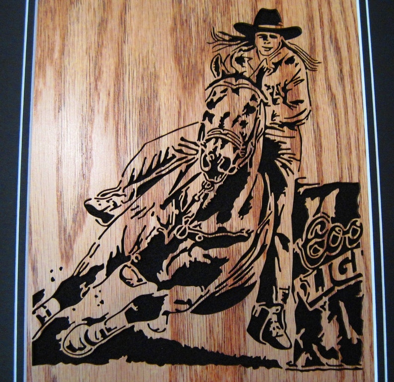 Barrel Racer, Scroll Saw Art, Framed Art, Wall Art, Woodworking
