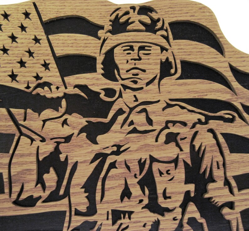 Soldier in a Flag Scroll Saw Cut - Etsy