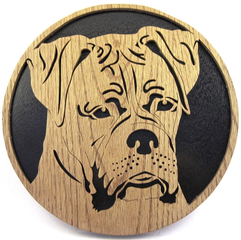 Boxer dog face scroll saw cutting image 1