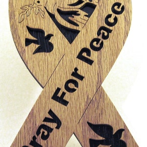 Pray for Peace Ribbon scroll saw cut image 1