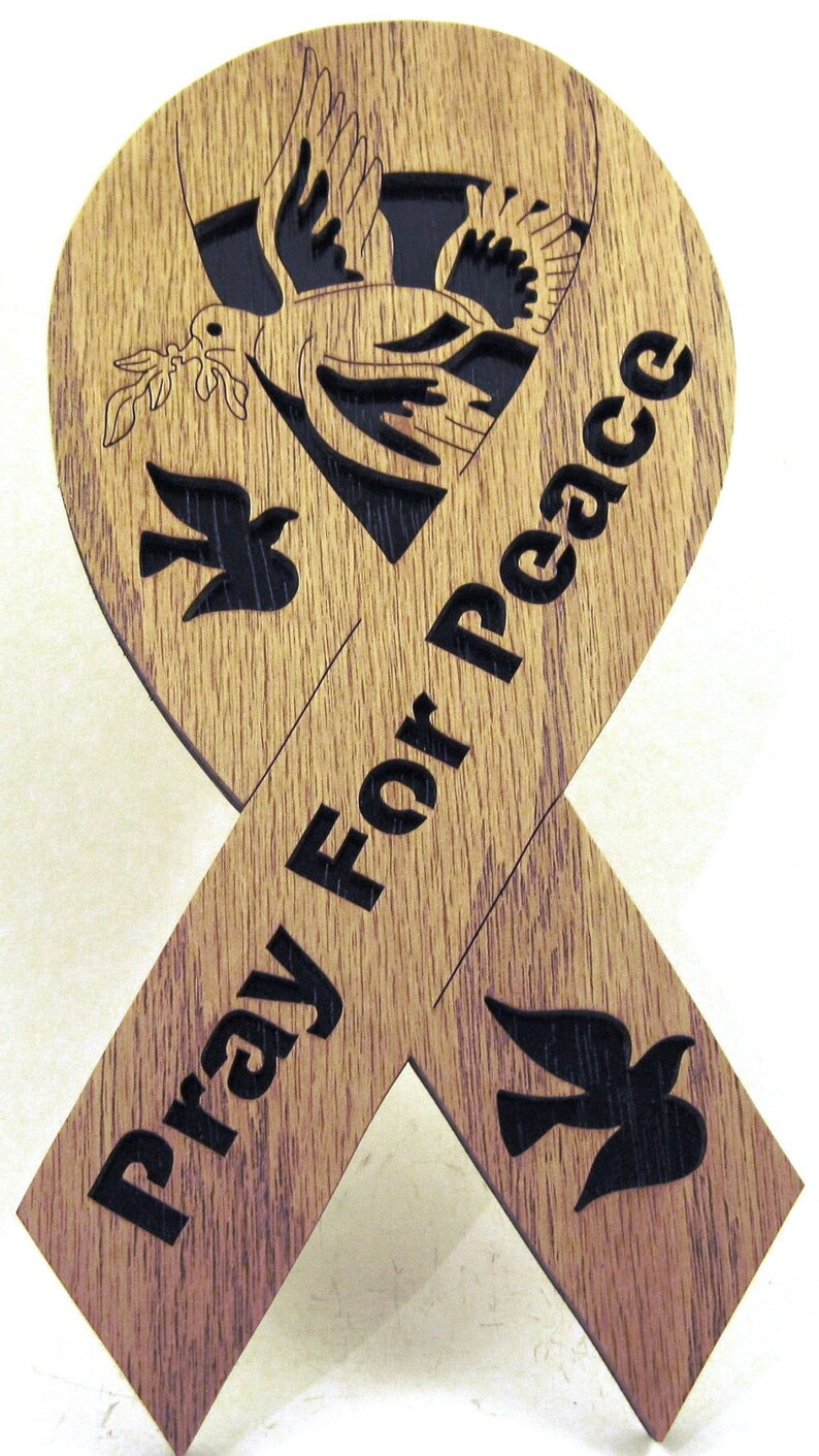 Pray for Peace Ribbon scroll saw cut image 1