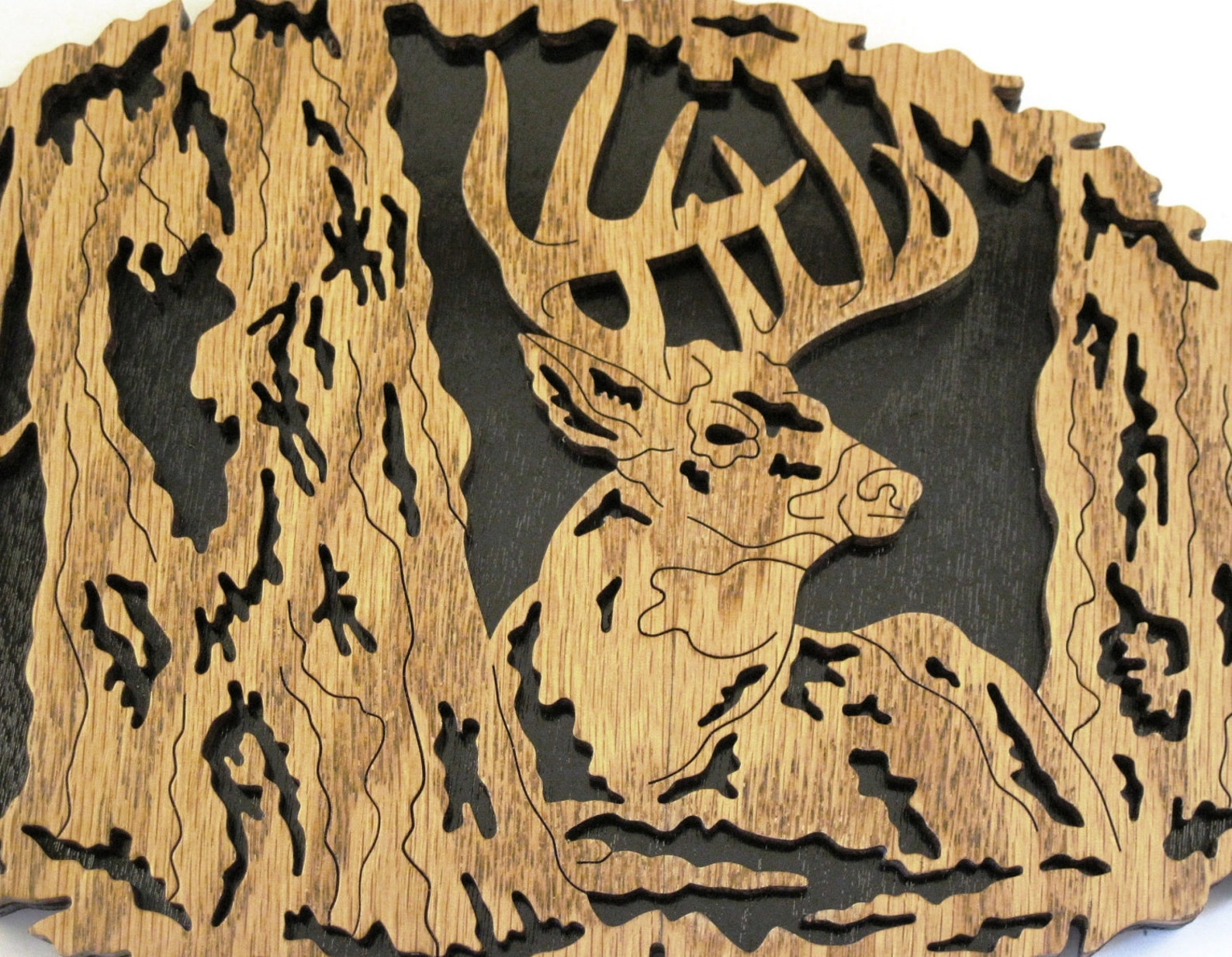 Deer in a Leaf Scroll Saw Cut Etsy