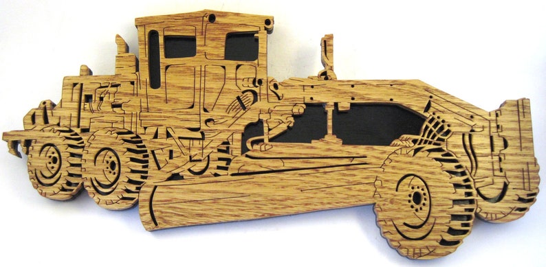 Heavy Equipment Road Grader scroll saw cut handmade, woodworking, wall decor, fretwork image 1