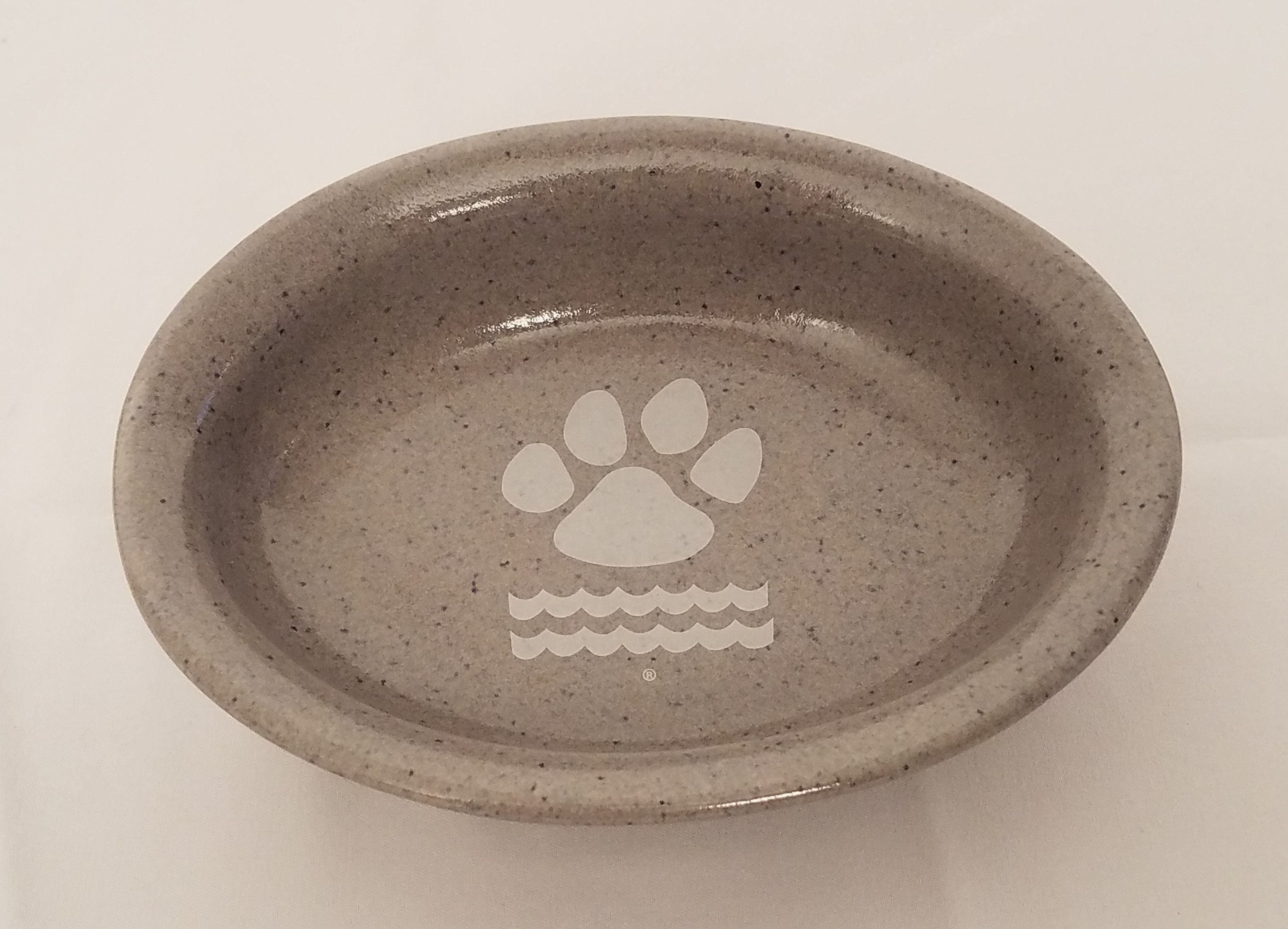 Pet Cat Dog Food Bowl Dish Ceramic Oval Small Paw Print 7 Etsy