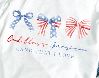 Coquette Fourth of July PNG: Boże błogosław Ameryce, patriotyczne kokardy (pobranie cyfrowe)