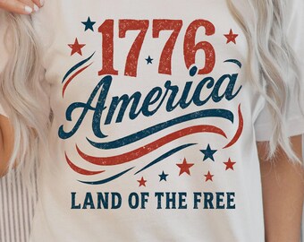 1776 America Land of the Free PNG: Patriotic Sublimation Design (Digital Download