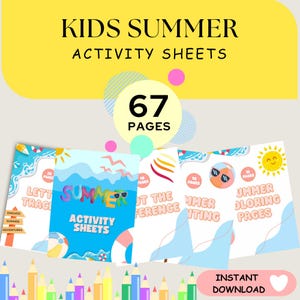 Hojas de actividades de verano para niños pequeños, libro de trabajo con abecedario, conteo (PDF), paquete preescolar, descarga imprimible para educación en casa