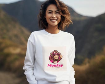 Sudadera con estampado de mono divertida desde 1985, jersey vintage de cuello redondo, regalo de cumpleaños para él y ella, jersey con gráfico sarcástico, top con estampado animal novedoso