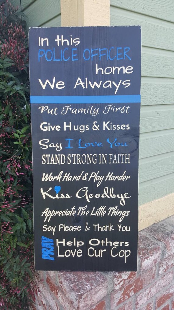 Police Officer In This Home Wood Sign Gift Wall - Police Wall Decor Police Officer In This Home Wood Sign Gift Wall - Police Wall Decor