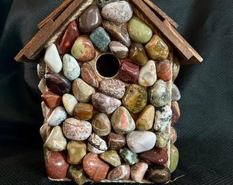Birdhouse with Lake Superior Polished Stones