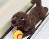 Puppy bookmark, playful dog, cute gift idea, needle felted bookmark, reading accessories
