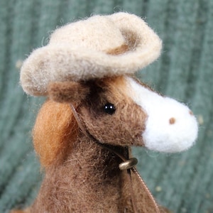 Needle felted cowboy horse, cute horse figurine, needle felted animals, gift ideas,