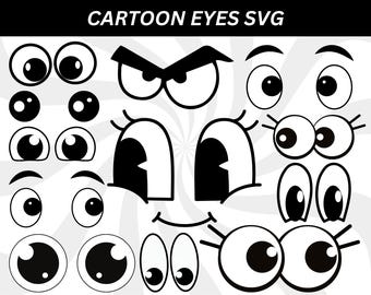 Clipart SVG di occhi da cartone animato: stile fumetto ed emoji (download digitale)