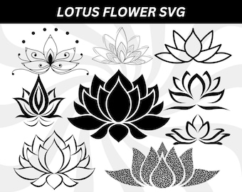 Pacote de imagens SVG de flor de lótus: Clipart de meditação e hinduísmo (Download digital)