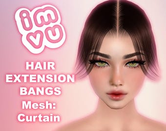 IMVU Extensions Soft Bangs Add-On Hair Mesh .xmf File - For any imvu hair! With tutorial and opacity map!