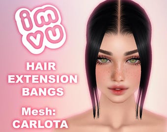 IMVU Extensions Bangs Add-On Hair Mesh .xmf File - For any imvu hair! With tutorial and opacity map!