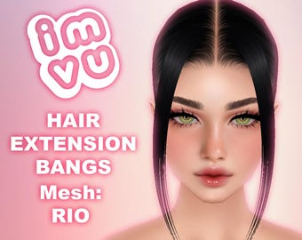 IMVU Extensions Bangs Add-On Hair Mesh .xmf File - For any imvu hair! With tutorial and opacity map!