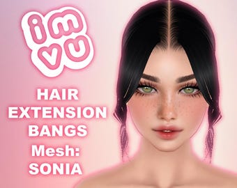IMVU Extensions Bangs Add-On Hair Mesh .xmf File - For any imvu hair! With tutorial and opacity map!