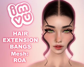 IMVU Extensions Bangs Add-On Hair Mesh .xmf File - For any imvu hair! With tutorial and opacity map!