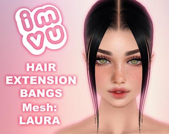 IMVU Extensions Bangs Add-On Hair Mesh .xmf File - For any imvu hair! With tutorial and opacity map!