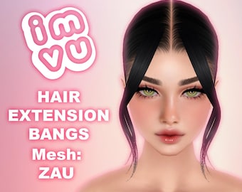 IMVU Extensions Bangs Add-On Hair Mesh .xmf File - For any imvu hair! With tutorial and opacity map!