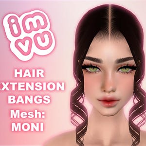 IMVU Extensions Bangs Add-On Hair Mesh .xmf File - For any imvu hair! With tutorial and opacity map!