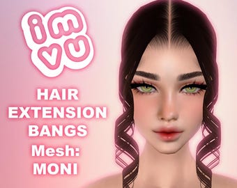 IMVU Extensions Bangs Add-On Hair Mesh .xmf File - For any imvu hair! With tutorial and opacity map!