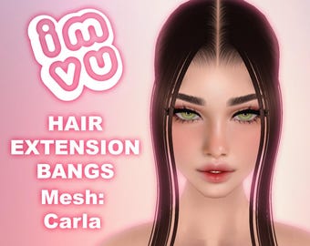 IMVU Extensions Bangs Add-On Hair Mesh .xmf File - For any imvu hair! With tutorial and opacity map!