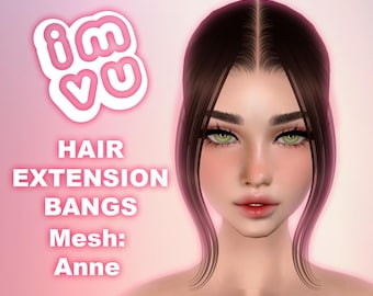 IMVU Extensions Bangs Add-On Hair Mesh .xmf File - For any imvu hair! With tutorial and opacity map!