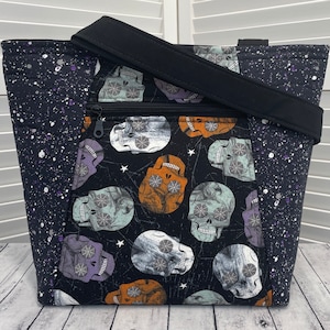 Cyber Skulls Tote Bag Fall Skulls Handbag Halloween Theme - Etsy