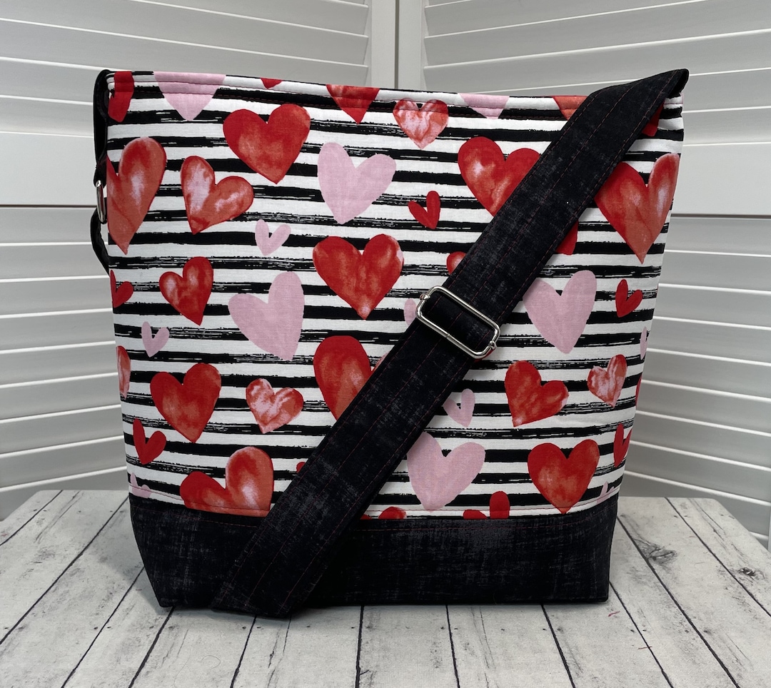 Color Block Tassel Crossbody - Vibrant Multi-Color Handbag with Love Heart Details