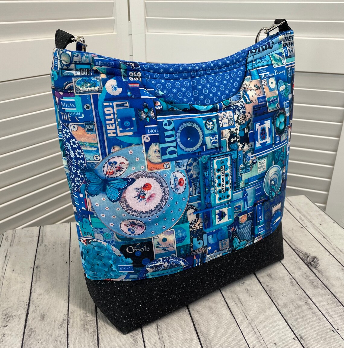 Blue Cross Body Bag Royal Blue Cross Body Bag Blue and Black Etsy