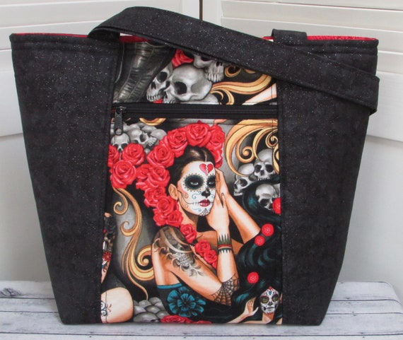Everyday Tote Bag Las Elegantes Tote Bag Day of the Dead Pinup | Etsy