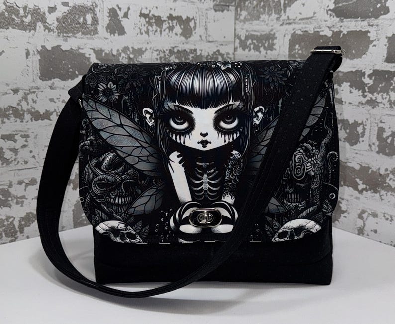 Emo Drawstring Bag Dark Fairy Messenger Goth Girl Shoulder Bag Emo Fairy Crossbody Bag ...