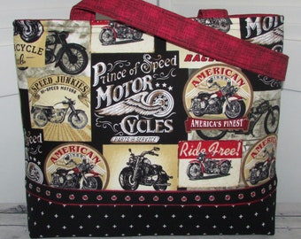 Motorcycle Tote Bag Vintage Motorcycle Advertising Tote Bag Born To Ride Shoulder Bag Ride Free Purse Ready To Ship