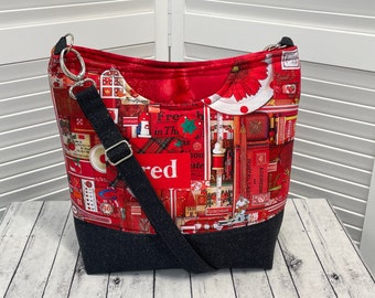 Red Cross Body Bag Scarlet Red Cross Body Bag Red and Black Glitter Shoulder Bag Ready To Ship