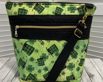 St. Patricks Day Crossbody Bag Leprechaun Crossbody Bag Green and Gold Shoulder Bag Ready To Ship