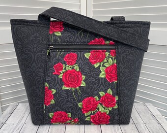My Daily Women Tote Handbag Natural Red Roses Floral PU Leather Top-Handle Shoulder Bag My Daily Women Tote Handbag Natural Red Roses Floral PU Leather Top-Handle Shoulder Bag