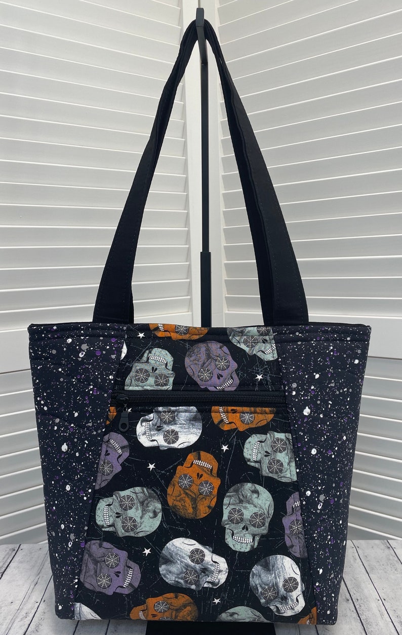 Cyber Skulls Tote Bag Fall Skulls Handbag Halloween Theme Etsy