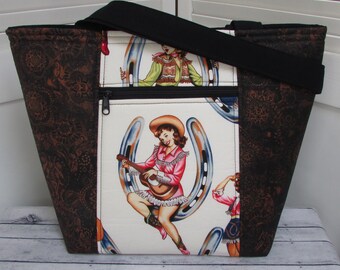 Cowgirl Tote Bag Western Tote Bag Buffalo Gals Tote Bag Horse Shoe Shoulder Bag Ready To Ship