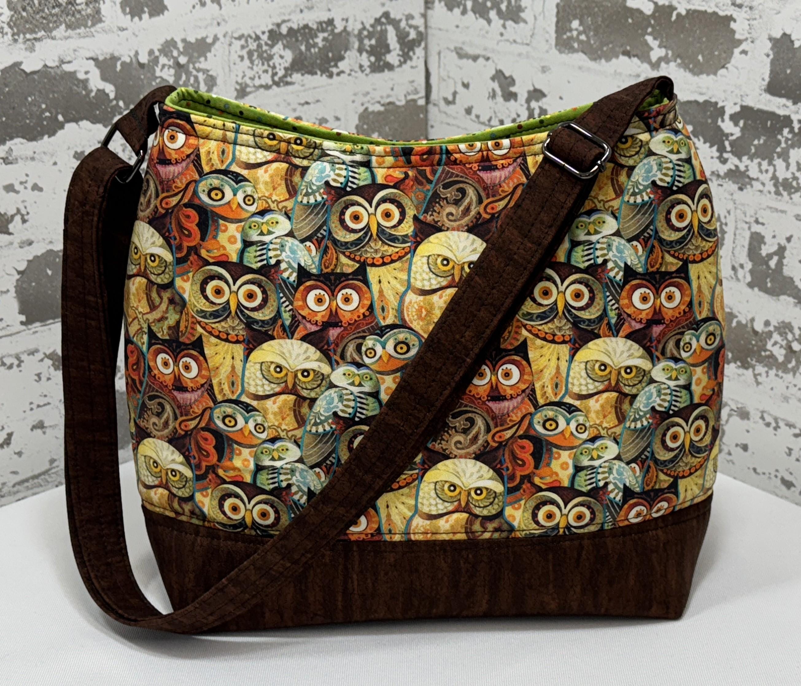 Owl Crossbody Bag Woodland Creatures Shoulder Bag Birds Of Prey Hobo Bag Green and Brown Tote Bag Re