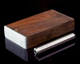 Rosewood Ukiyohi Dugout with Titanium Pipe and Aluminum Lid, Optional Engraving