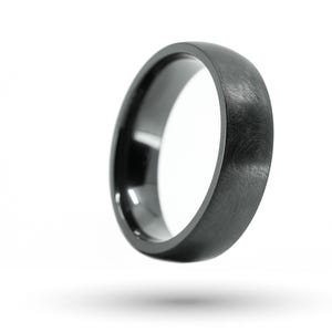 Distressed Black Titanium Wedding Ring. Minimal Design. Brushed Finish. Slight Dome. Comfort Fit. Easy Engraving + Free Shipping